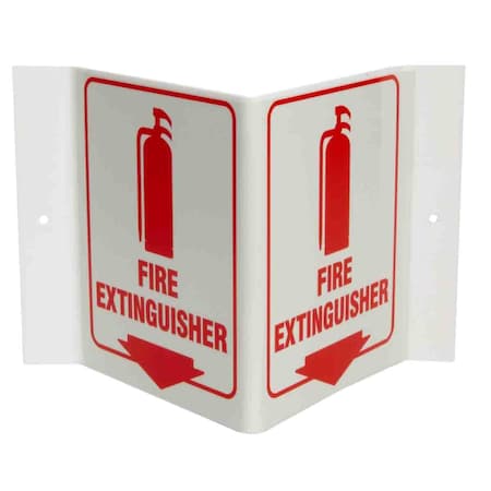 Brady Fire Extinguisher Sign, 6 in Height, 9 in Width, Plastic, Rectangle, English V1FEG1G